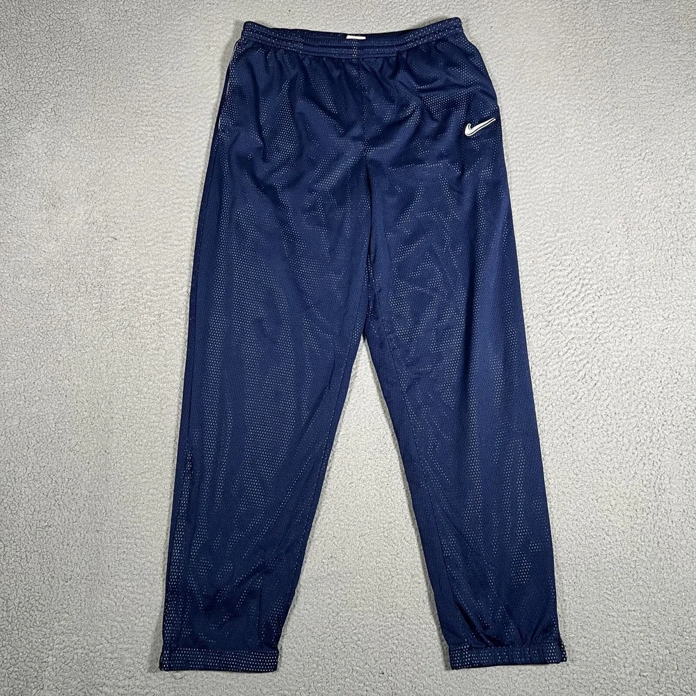 Nike Pants Mens Large Blue Vintage Mesh‎ Basketball Warm Up Ankle Zip Pockets